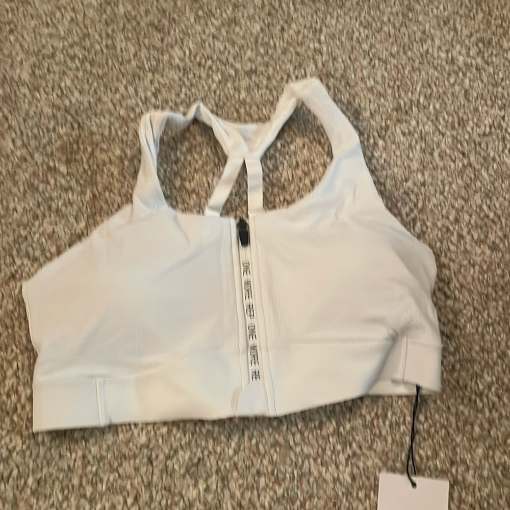 White Polka Front Zip Adjustable All Star Bra